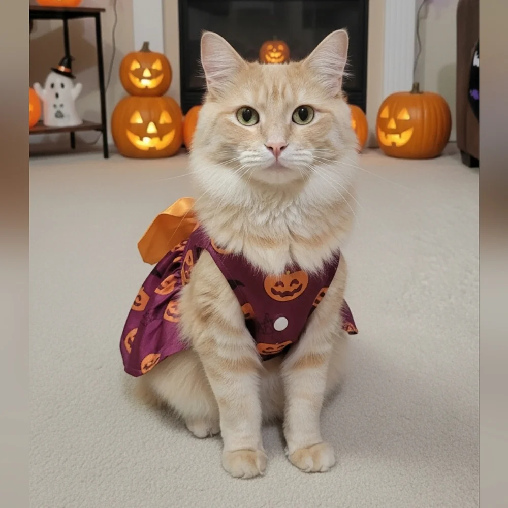 Purple Halloween Pumpkin Trick Or Treat Dog/Pet Dress Costume Size Medium- NWOT